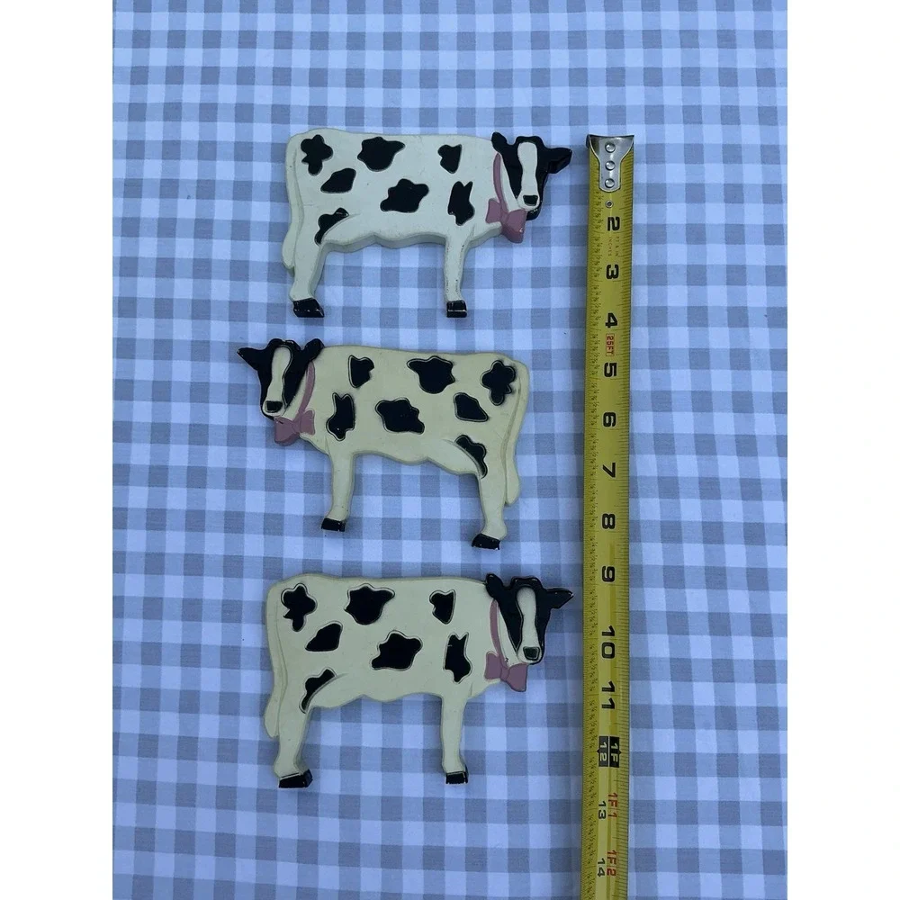 VTG 1980's Plastic Cow Wall Hanging Decor Made In USA Set Of 3 Country Farmhouse